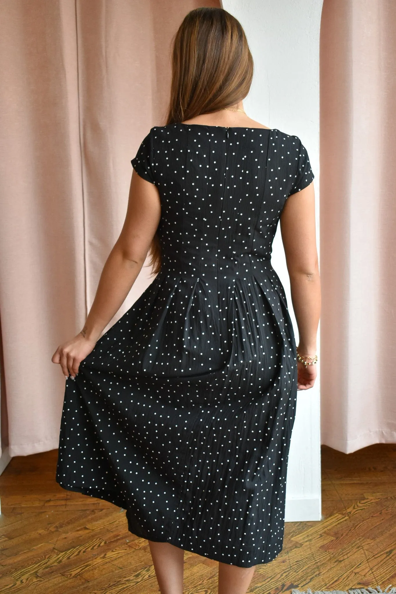 Penni Polka Dot Pleated Midi Dress
