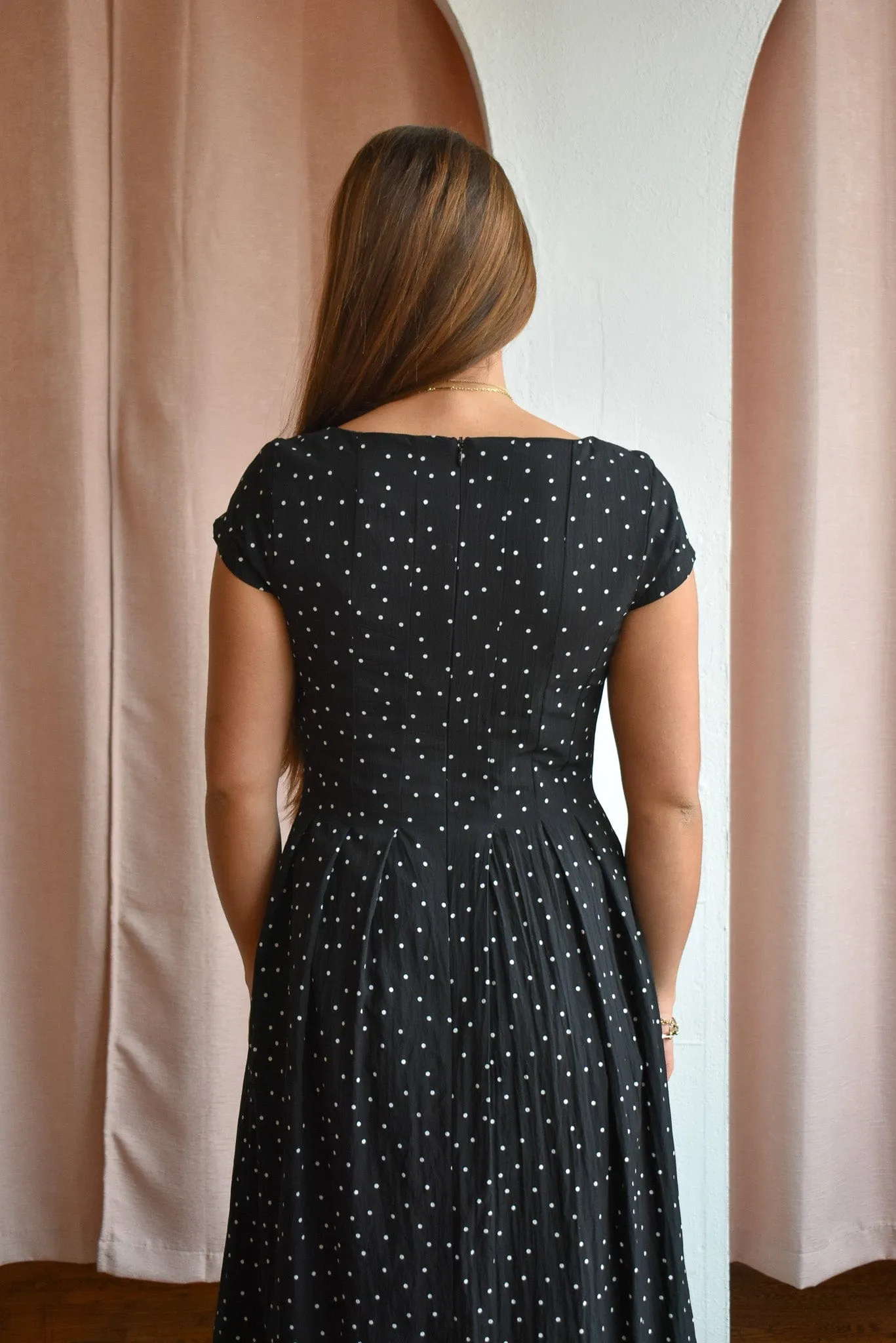 Penni Polka Dot Pleated Midi Dress