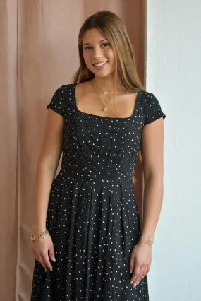 Penni Polka Dot Pleated Midi Dress