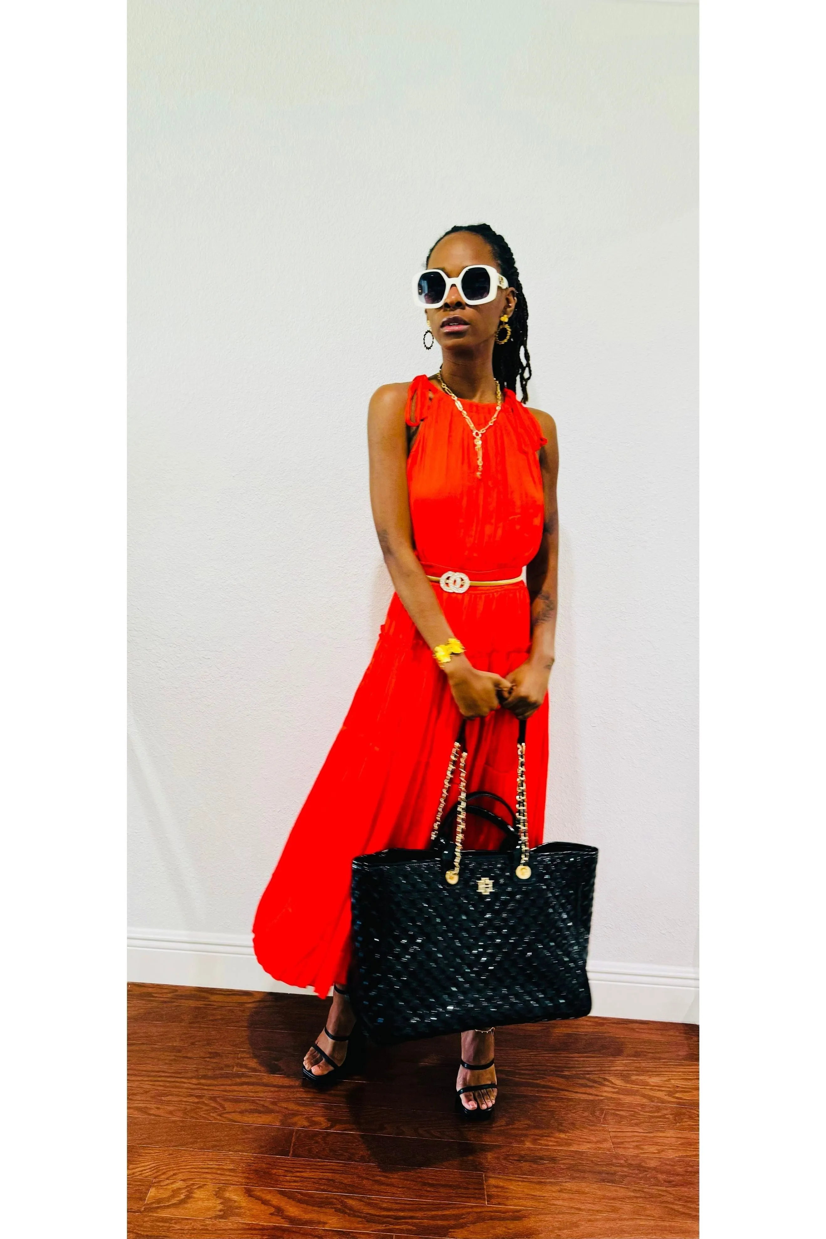Pleated Halter Midi Dress