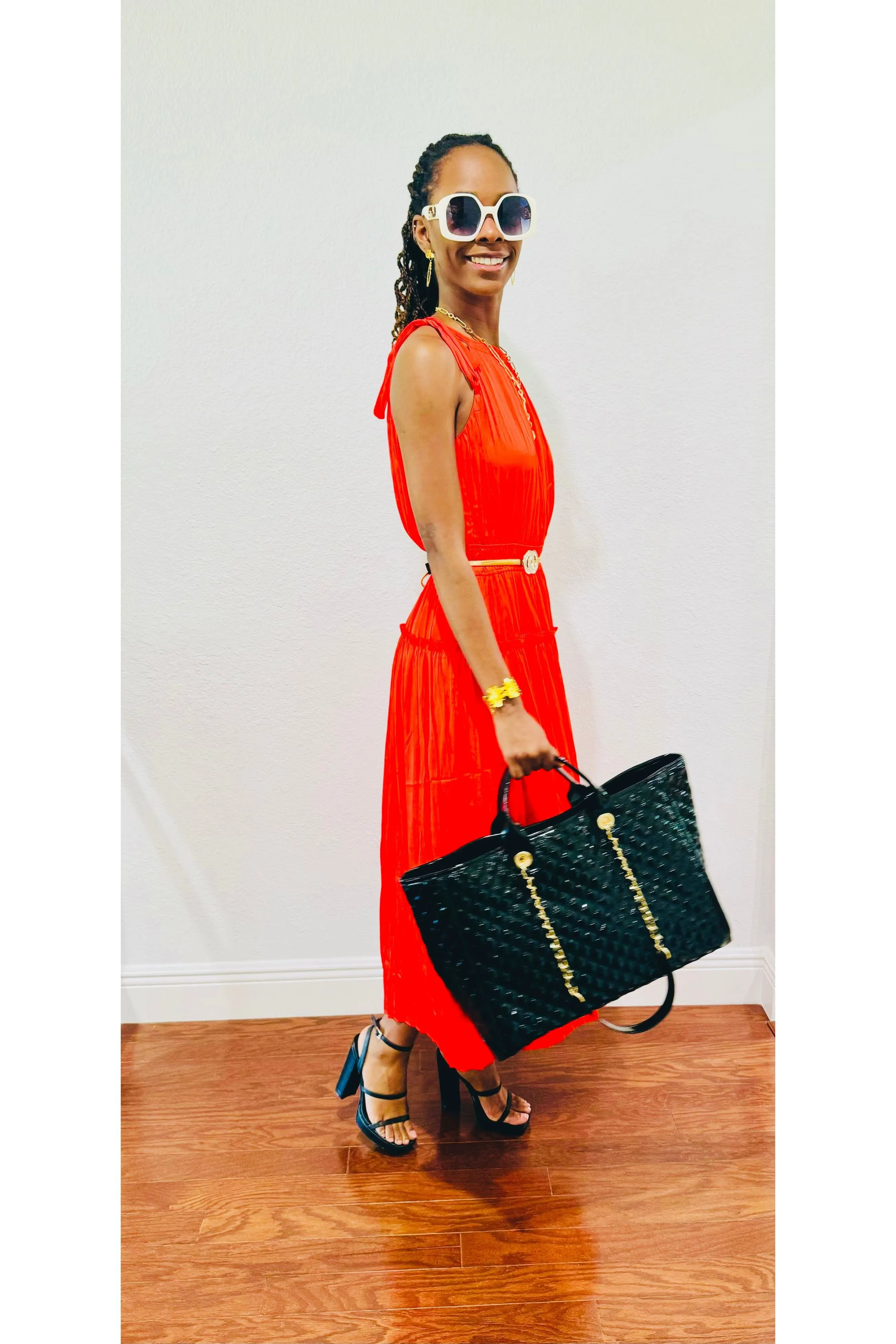 Pleated Halter Midi Dress