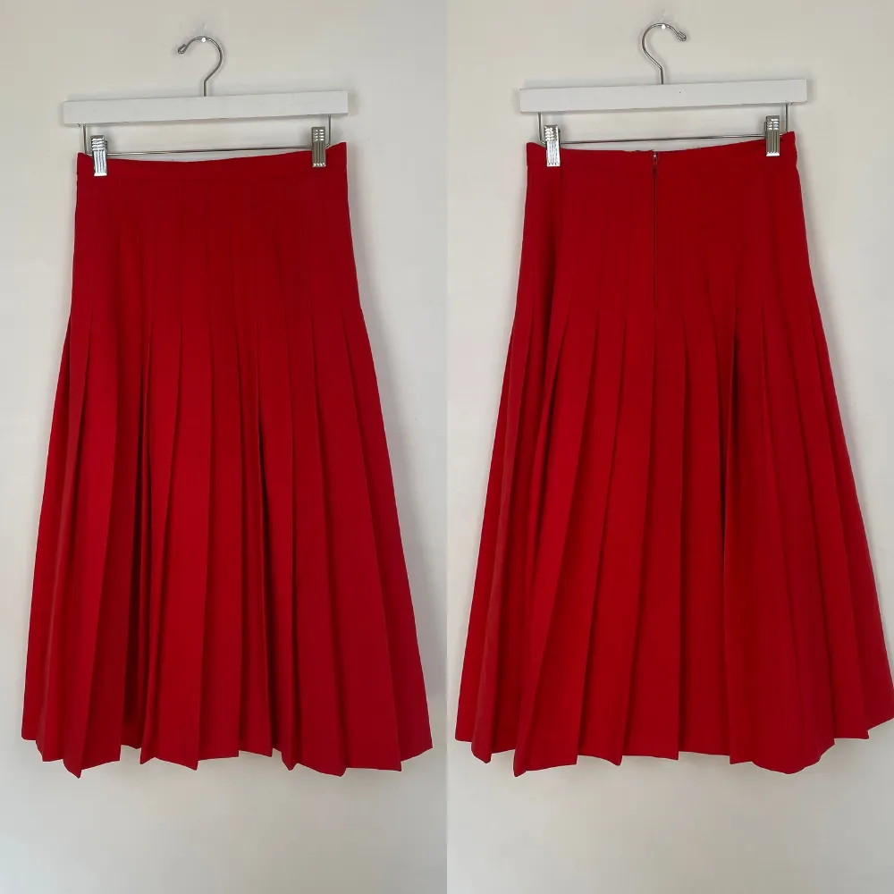 Pleated Red Midi Skirt - XS/S