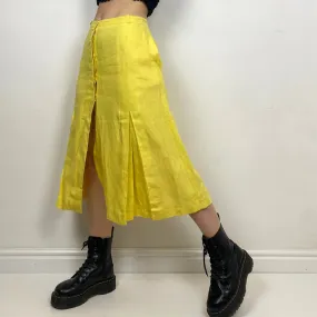 Pleated Yellow Midi Skirt - MEDIUM