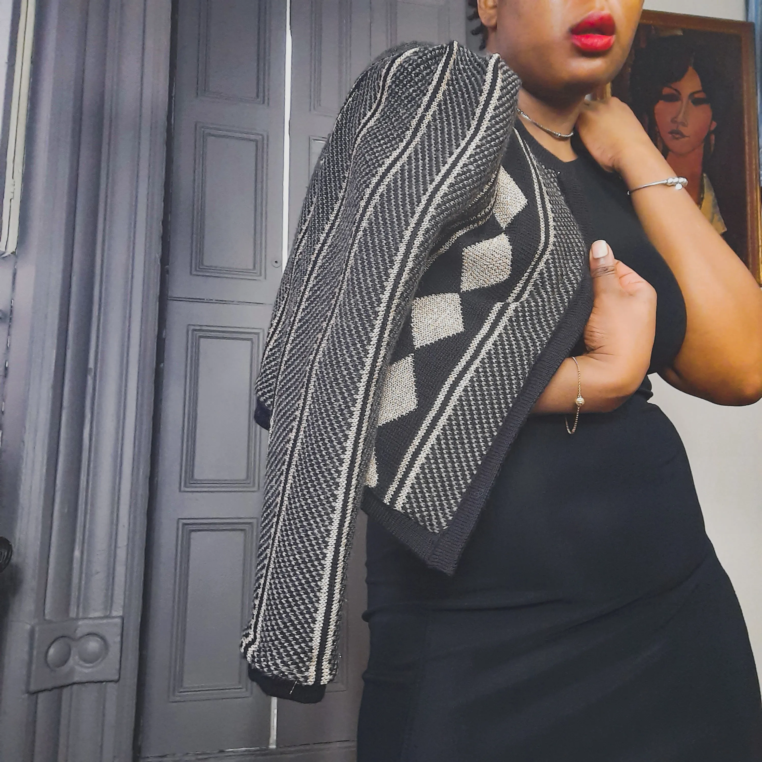 Reversible Metallic Knit Cardigan Size