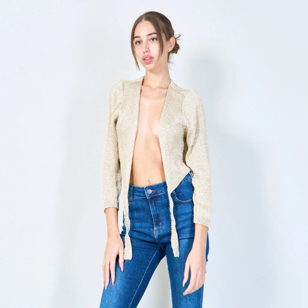 Shimmer tie-front cropped cardigan wholesale