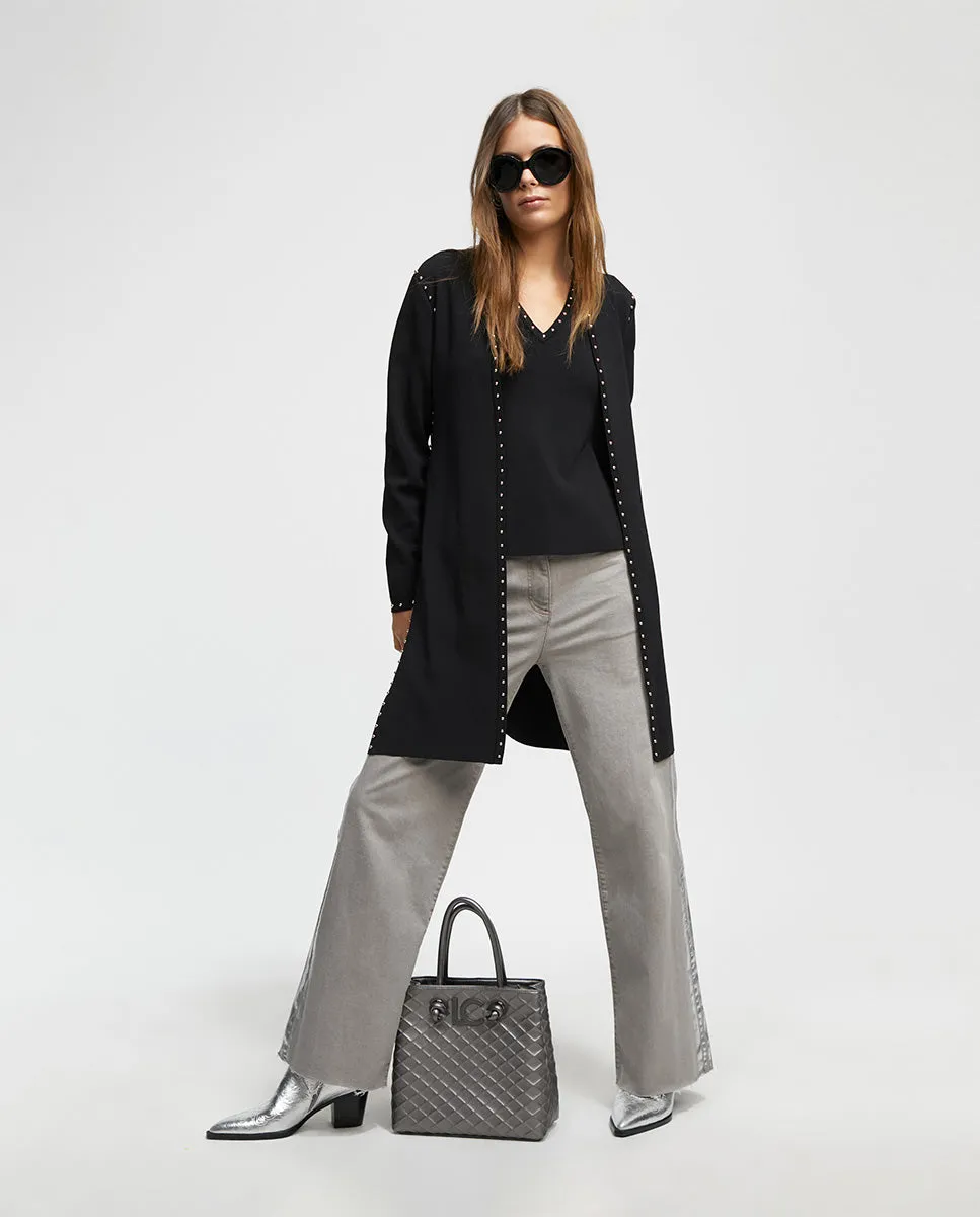 Studded knit cardigan