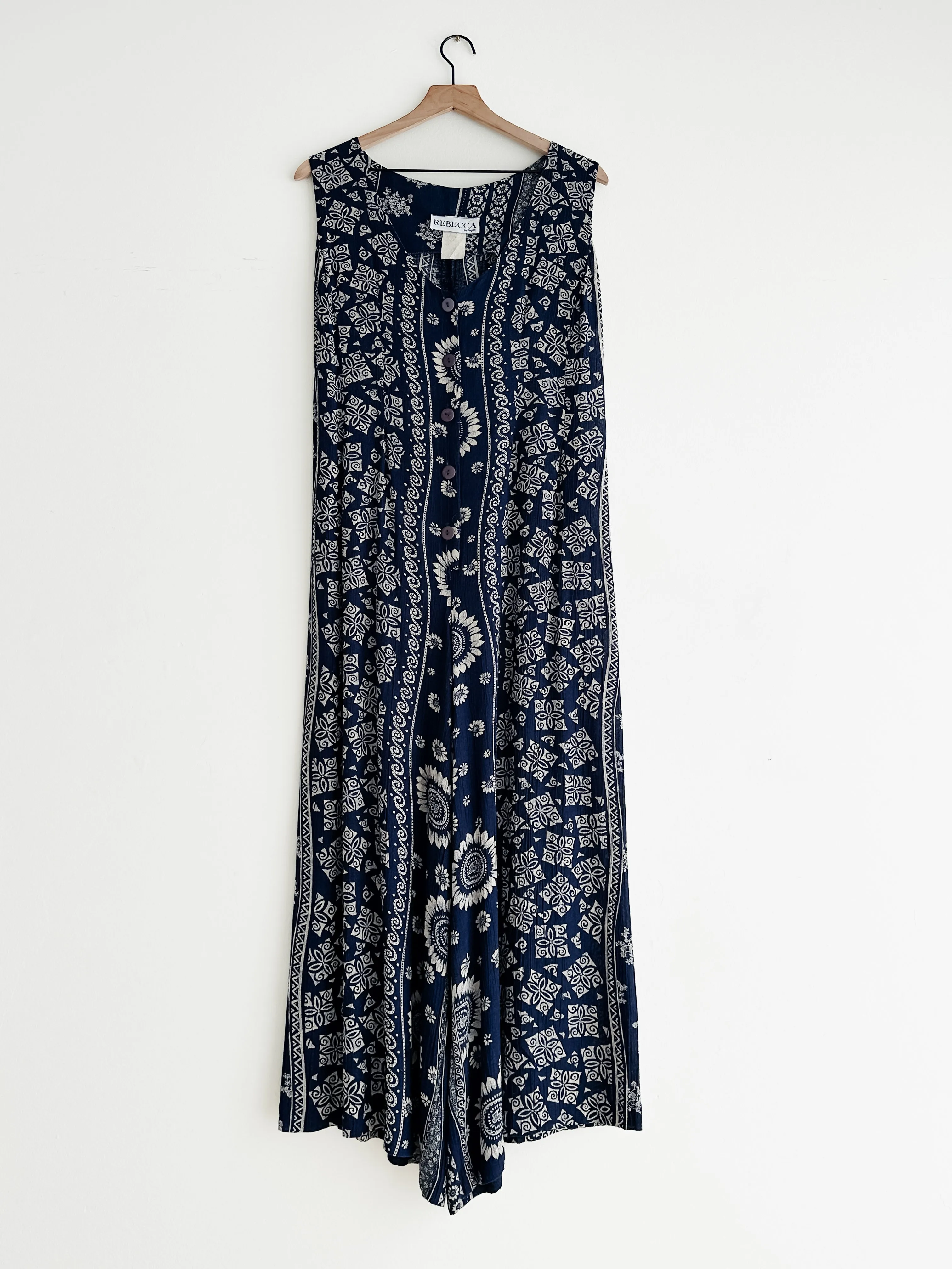 vintage floral gauze jumpsuit (M)