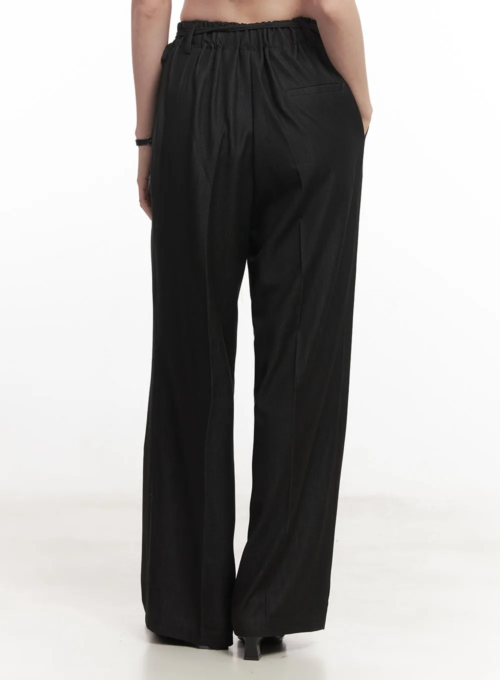 Wide-Leg Slacks with Ribbon Detail CA502
