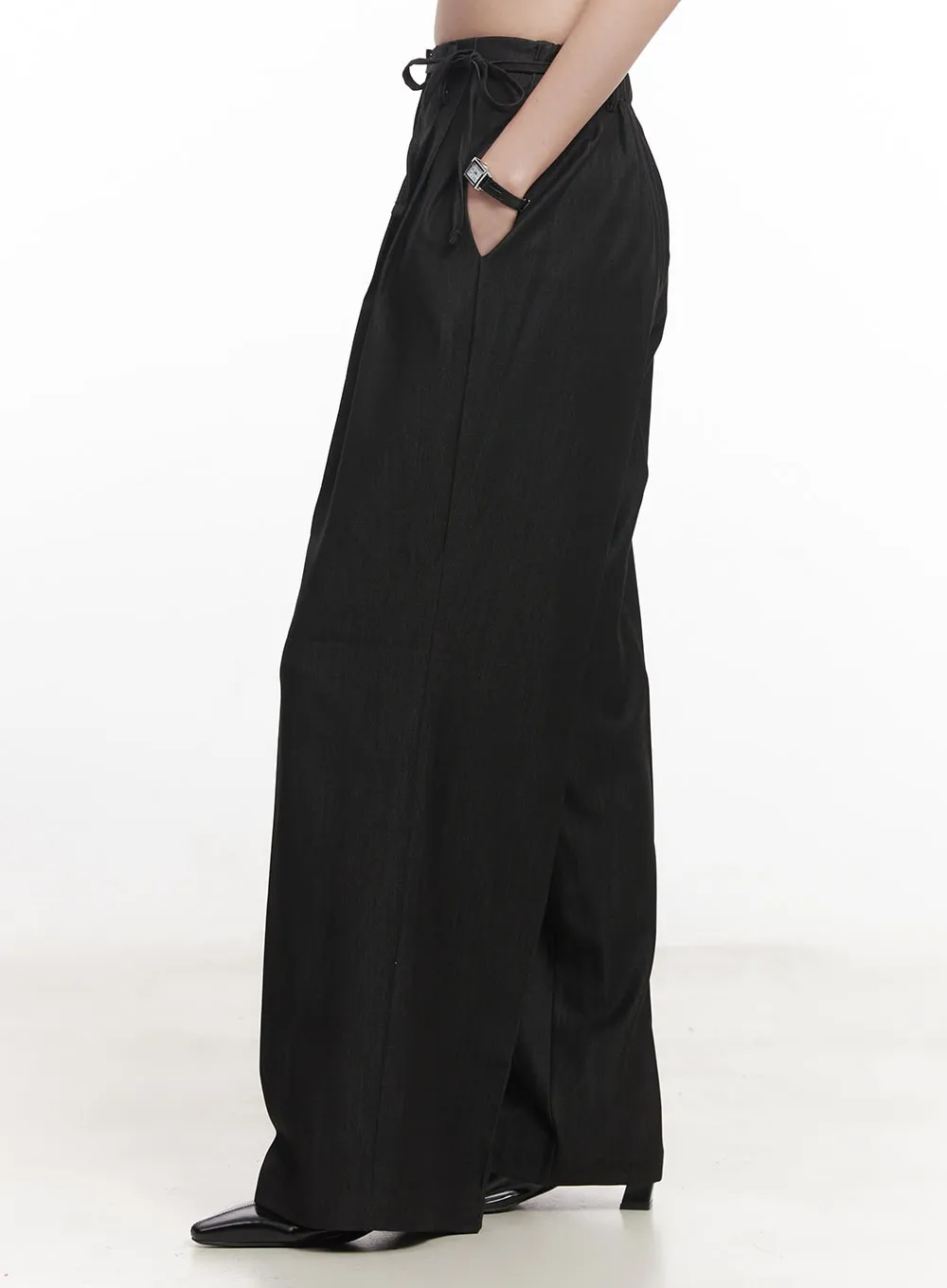 Wide-Leg Slacks with Ribbon Detail CA502